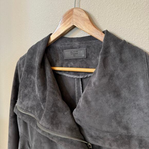 BLANK NYC Legendary Faux Suede Motto Jacket Gray Women's size Medium Biker - Picture 4 of 14